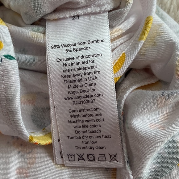 NWT Angel Dear Petite Tropicale Fruit Bodysuit Dress 12-18M Bamboo - Picture 7 of 10